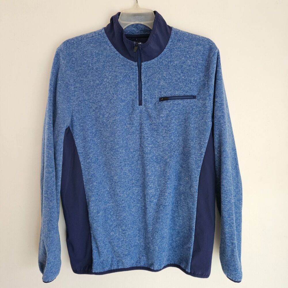 MSX Michael Strahan Pullover Jacket Mens L Blue Quarter Zip w/Pocket Activewear